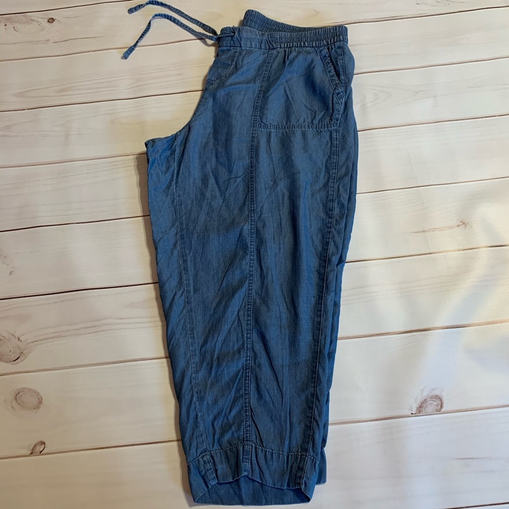 Old Navy Womens 1X  plus chambray denim Capri pant